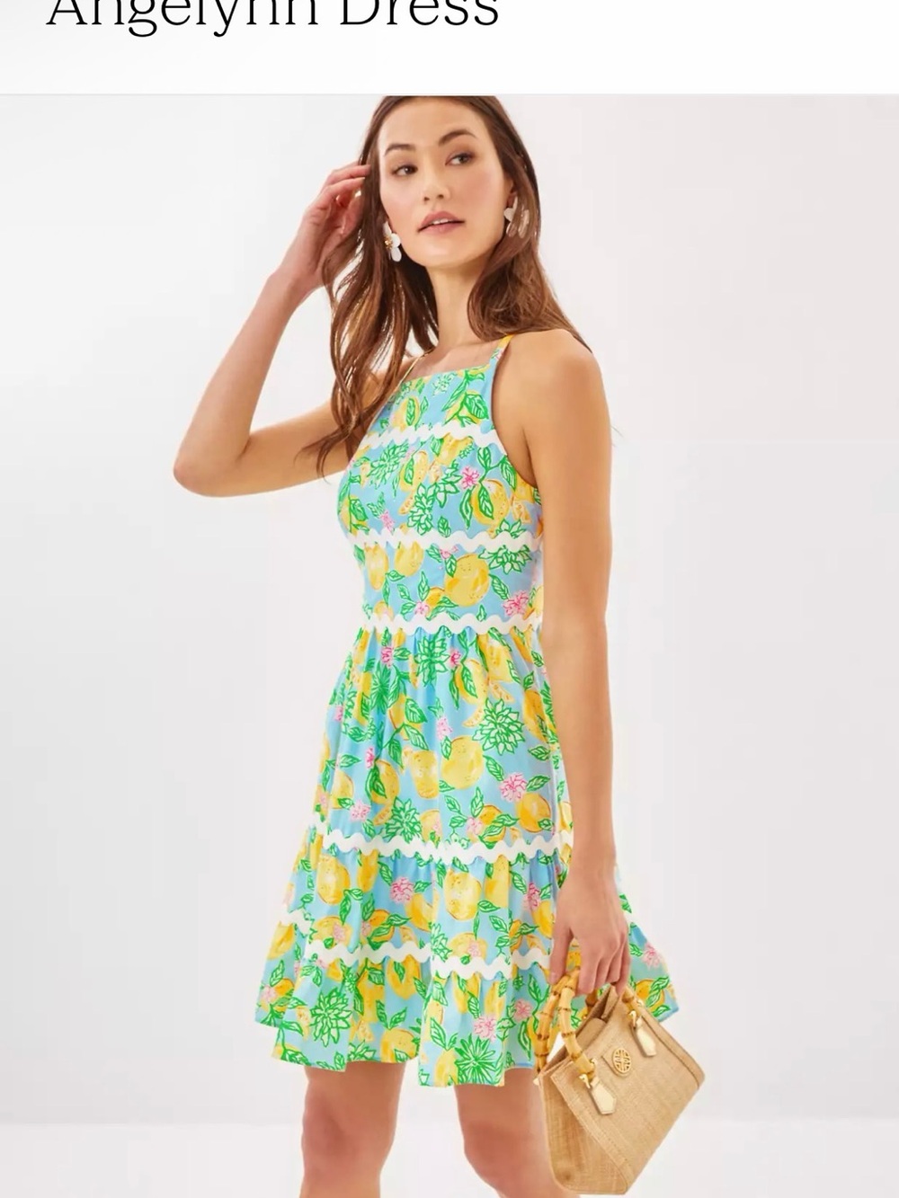 Lilly Pulitzer Mint Lemon Print Halter Mini Dress